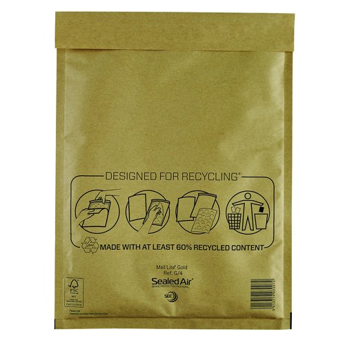 Mail Lite Bubble Lined Bag G/4 240x330mm Gold (Pack 50) MLG4 612074