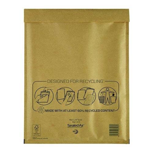 Mail Lite Bubble Lined Bag H/5 270x360mm Gold (Pack 50) MLG5 612075
