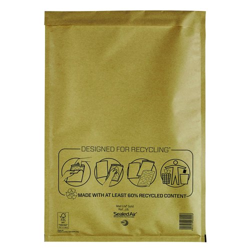 Mail Lite Bubble Lined Bag J/6 300x440mm Gold (Pack 50) MLG6 612076