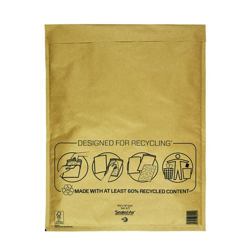 Mail Lite Bubble Lined Bag K/7 350x470mm Gold (Pack 50) MLG7 612068