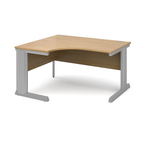Vivo Ergonomic Desk Left Hand 1400x800-1200x725mm Silver Frame/Oak Top VEL14-S-O