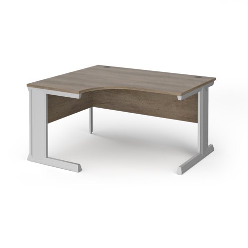 Vivo Ergonomic Desk Left Hand 1400x800-1200x725mm Silver Frame/Grey Nebraska Oak Top VEL14-S-NO