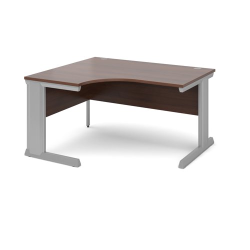 Vivo Ergonomic Desk Left Hand 1400x800-1200x725mm Silver Frame/Walnut Top VEL14-S-W