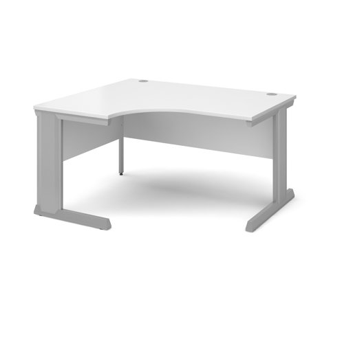 Vivo Ergonomic Desk Left Hand 1400x800-1200x725mm Silver Frame/White Top VEL14-S-WH