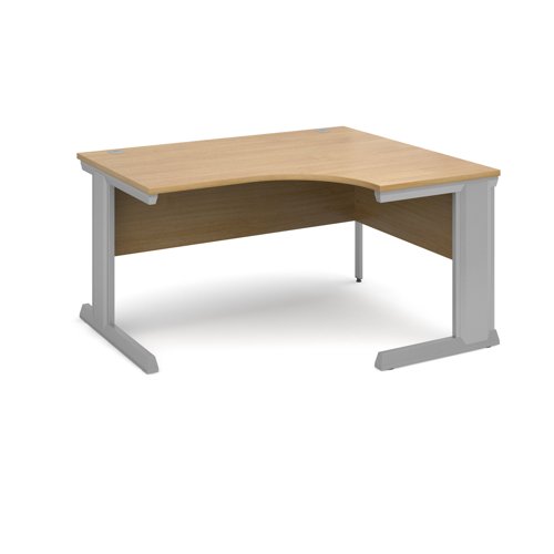 Vivo Ergonomic Desk Right Hand 1400x800-1200x725mm Silver Frame/Oak Top VER14-S-O