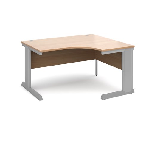 Vivo Ergonomic Desk Right Hand 1400x800-1200x725mm Silver Frame/Beech Top VER14-S-B