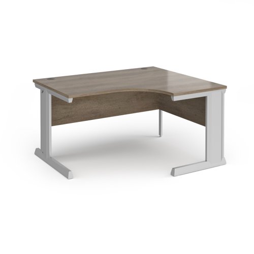Vivo Ergonomic Desk Right Hand 1400x800-1200x725mm Silver Frame/Grey Nebraska Oak Top VER14-S-NO