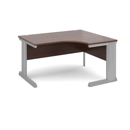 Vivo Ergonomic Desk Right Hand 1400x800-1200x725mm Silver Frame/Walnut Top VER14-S-W