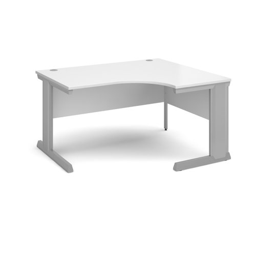 Vivo Ergonomic Desk Right Hand 1400x800-1200x725mm Silver Frame/White Top VER14-S-WH