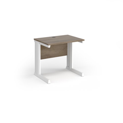 Vivo Straight Desk 800x600x725mm White Frame/Grey Nebraska Oak Top VEX8-WH-NO