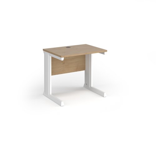 Vivo Straight Desk 800x600x725mm White Frame/Kendal Oak Top VEX8-WH-KO