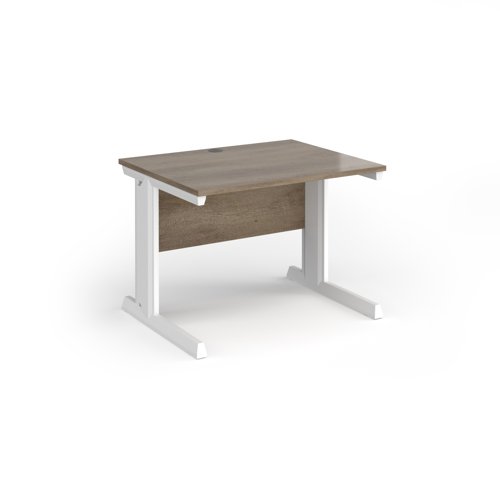 Vivo Straight Desk 1000x600x725mm White Frame/Grey Nebraska Oak Top VEX10-WH-NO