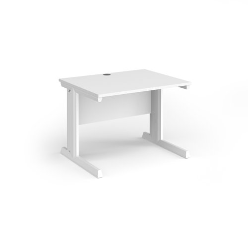 Vivo Straight Desk 1000x600x725mm White Frame/White Top VEX10-WH-WH