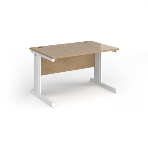 Vivo Straight Desk 1200x600x725mm White Frame/Kendal Oak Top VEX12-WH-KO