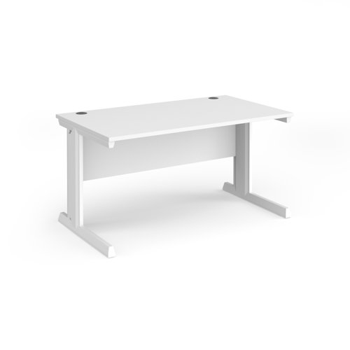 Vivo Straight Desk 1400x800x725mm White Frame/White Top V14-WH-WH