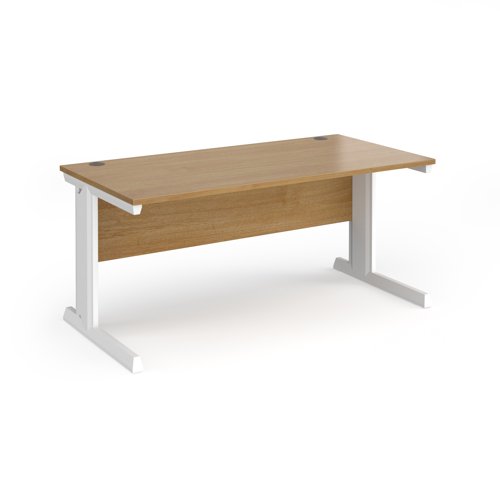Vivo Straight Desk 1600x800x725mm White Frame/Oak Top V16-WH-O