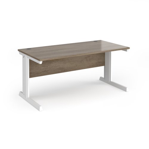 Vivo Straight Desk 1600x800x725mm White Frame/Grey Nebraska Oak Top V16-WH-NO