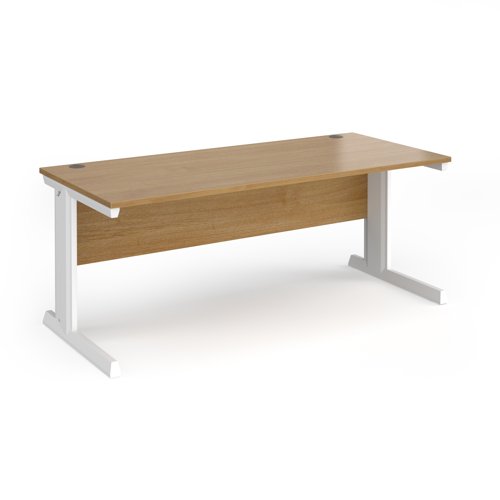 Vivo Straight Desk 1800x800x725mm White Frame/Oak Top V18-WH-O