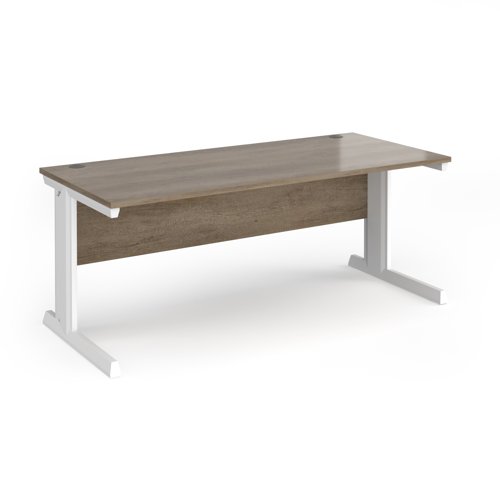 Vivo Straight Desk 1800x800x725mm White Frame/Grey Nebraska Oak Top V18-WH-NO