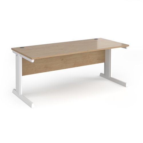 Vivo Straight Desk 1800x800x725mm White Frame/Kendal Oak Top V18-WH-KO
