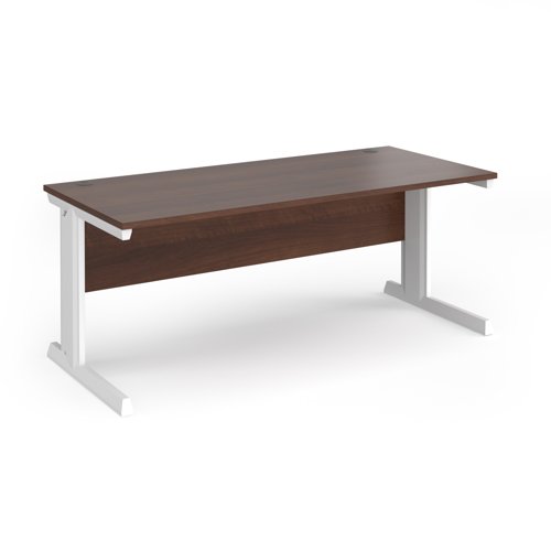 Vivo Straight Desk 1800x800x725mm White Frame/Walnut Top V18-WH-W