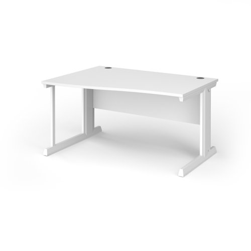 Vivo Wave Desk Left Hand 1400x800-990x725mm White Frame/White Top VWL14-WH-WH