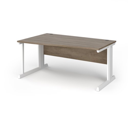 Vivo Wave Desk Left Hand 1600x800-990x725mm White Frame/Grey Nebraska Oak Top VWL16-WH-NO