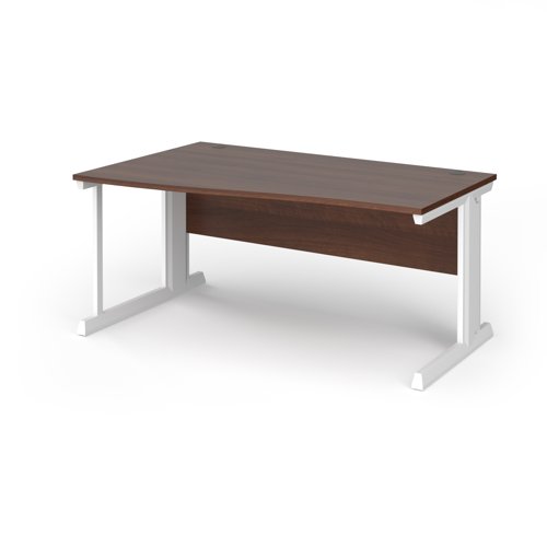Vivo Wave Desk Left Hand 1600x800-990x725mm White Frame/Walnut Top VWL16-WH-W