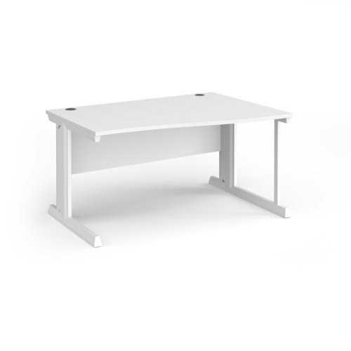 Vivo Wave Desk Right Hand 1400x800-990x725mm White Frame/White Top VWR14-WH-WH