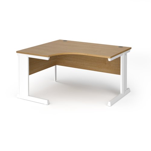 Vivo Ergonomic Desk Left Hand 1400x800-1200x725mm White Frame/Oak Top VEL14-WH-O