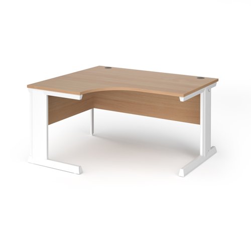 Vivo Ergonomic Desk Left Hand 1400x800-1200x725mm White Frame/Beech Top VEL14-WH-B