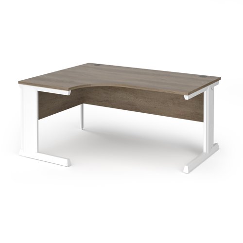 Vivo Ergonomic Desk Left Hand 1600x800-1200x725mm White Frame/Grey Nebraska Oak Top VEL16-WH-NO