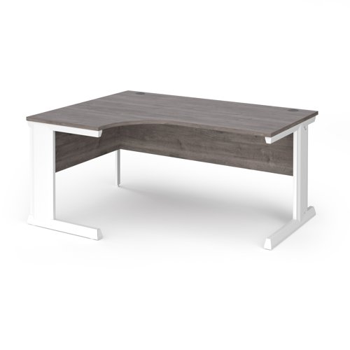 Vivo Ergonomic Desk Left Hand 1600x800-1200x725mm White Frame/Grey Oak Top VEL16-WH-GO