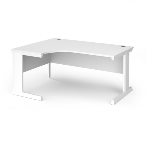 Vivo Ergonomic Desk Left Hand 1600x800-1200x725mm White Frame/White Top VEL16-WH-WH