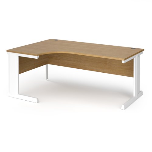 Vivo Ergonomic Desk Left Hand 1800x800-1200x725mm White Frame/Oak Top VEL18-WH-O