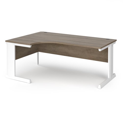 Vivo Ergonomic Desk Left Hand 1800x800-1200x725mm White Frame/Grey Nebraska Oak Top VEL18-WH-NO