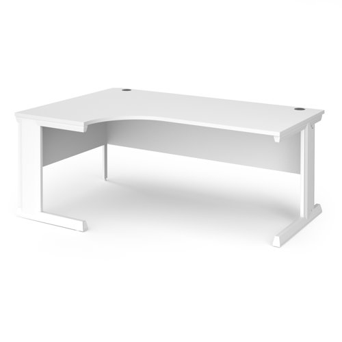 Vivo Ergonomic Desk Left Hand 1800x800-1200x725mm White Frame/White Top VEL18-WH-WH