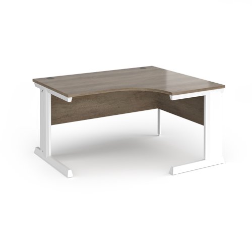 Vivo Ergonomic Desk Right Hand 1400x800-1200x725mm White Frame/Grey Nebraska Oak Top VER14-WH-NO