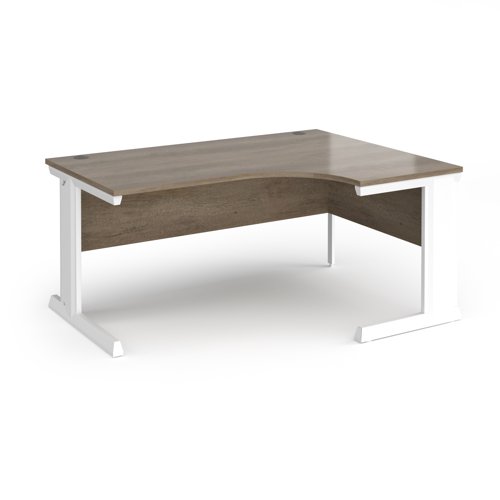 Vivo Ergonomic Desk Right Hand 1600x800-1200x725mm White Frame/Grey Nebraska Oak Top VER16-WH-NO