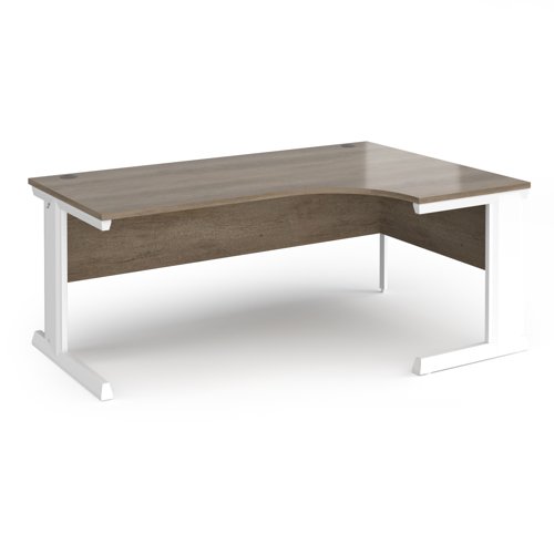 Vivo Ergonomic Desk Right Hand 1800x800-1200x725mm White Frame/Grey Nebraska Oak Top VER18-WH-NO