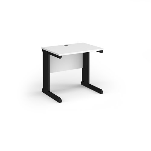 Vivo Straight Desk 800x600x725mm Black Frame/White Top VEX8-K-WH