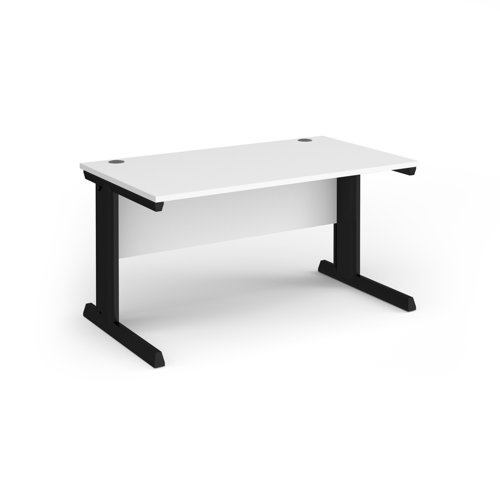 Vivo Straight Desk 1400x600x725mm Black Frame/White Top VEX14-K-WH