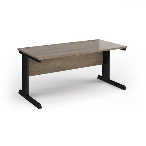 Vivo Straight Desk 1600x600x725mm Black Frame/Grey Nebraska Oak Top VEX16-K-NO