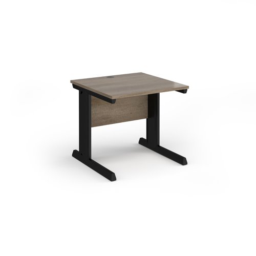 Vivo Straight Desk 800x800x725mm Black Frame/Grey Nebraska Oak Top V8-K-NO