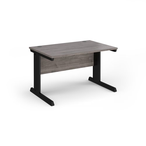 Vivo Straight Desk 1200x800x725mm Black Frame/Grey Oak Top V12-K-GO