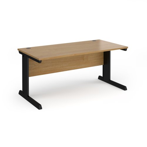 Vivo Straight Desk 1600x800x725mm Black Frame/Oak Top V16-K-O