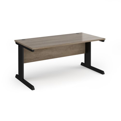 Vivo Straight Desk 1600x800x725mm Black Frame/Grey Nebraska Oak Top V16-K-NO