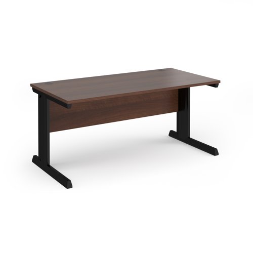 Vivo Straight Desk 1600x800x725mm Black Frame/Walnut Top V16-K-W