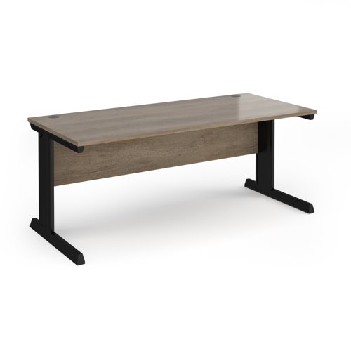 Vivo Straight Desk 1800x800x725mm Black Frame/Grey Nebraska Oak Top V18-K-NO