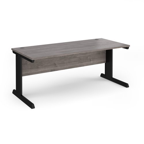 Vivo Straight Desk 1800x800x725mm Black Frame/Grey Oak Top V18-K-GO